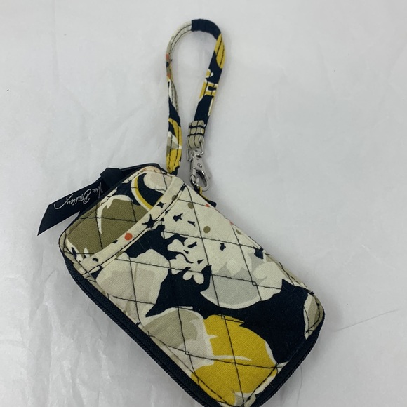 Vera Bradley Dogwood yellow black white floral wristlet ID card holder - Picture 2 of 6